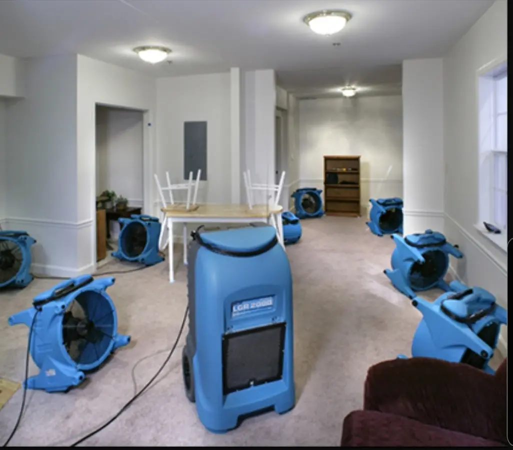Air movers and dehumidifier setup for Water Damage Restoration in Mililani Mauka